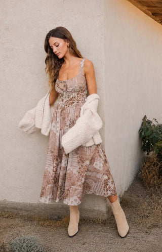 Taupe Patchwork Dress