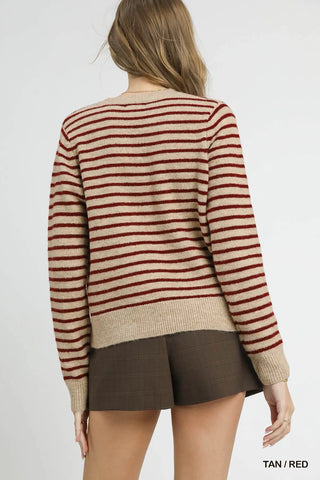Cranberry Stripe Cardigan
