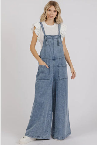 Washed Denim Overalls