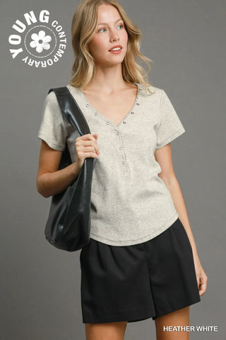 Grey Ribbed Top