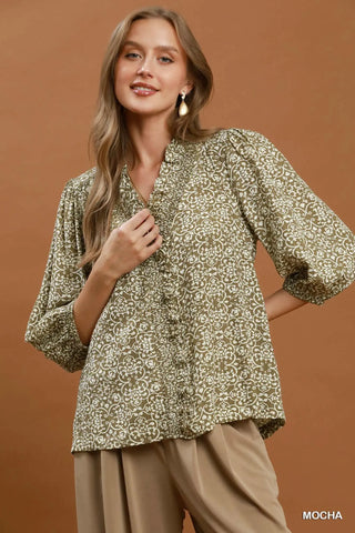 Mocha Abstract Blouse