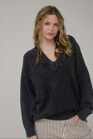 Mineral Washed Black Sweater