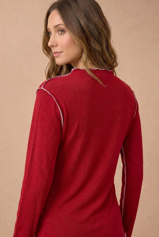 Red Knit Mock Neck