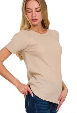 Sand Beige Waffle Knit Top