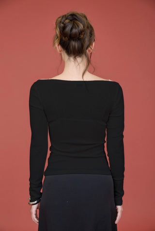 Black Sheer Knit Top
