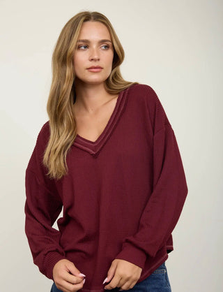 Burgundy Raw Edge Top