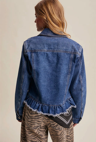 Ruffle Hem Denim Jacket