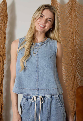 Sleeveless Denim Top