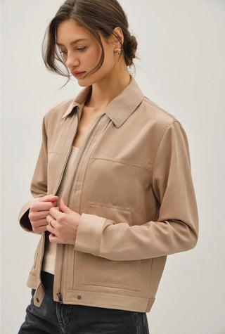 Sueded Utility Zip Jacket