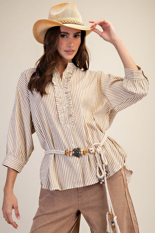 Washed Striped Button Down