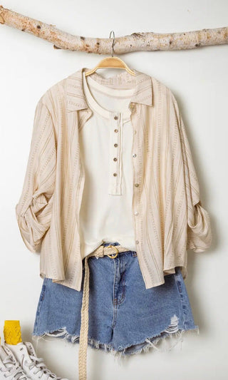 Natural Mix Stripe Button Down
