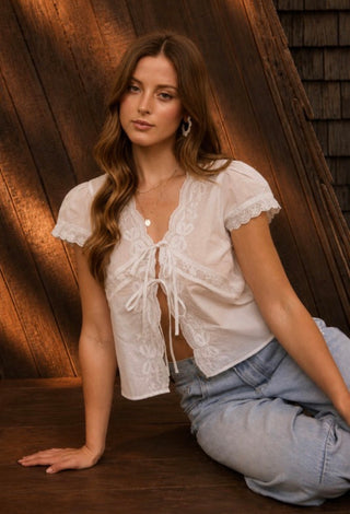 Scallop Embroidered Lace Top