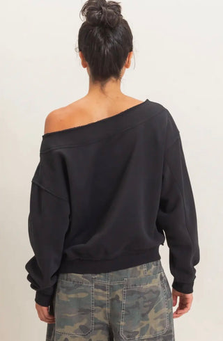 Black Off Shoulder Sweatshirt