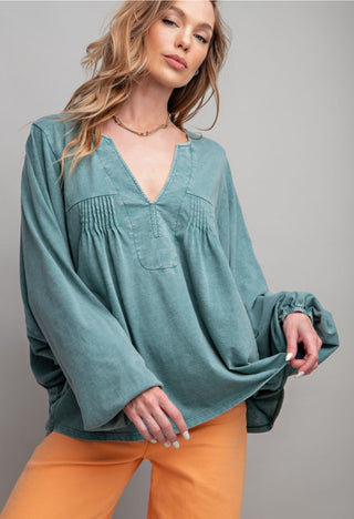 Jade Dolman Washed Top