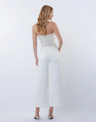 White Crop Wide Leg