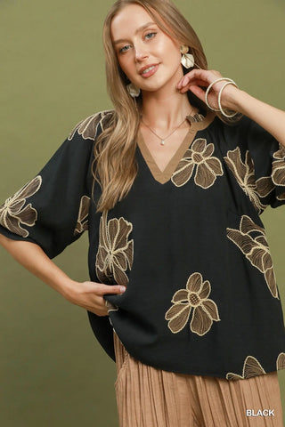 Black Embroidered Blouse
