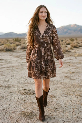 Mocha Floral Dress