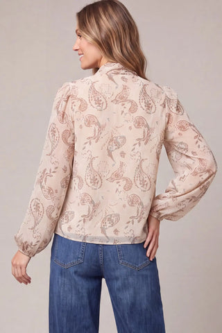 Taupe Chiffon Tie Blouse