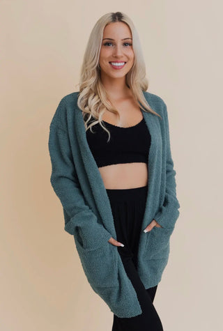 Cozy Teal Blue Cardigan