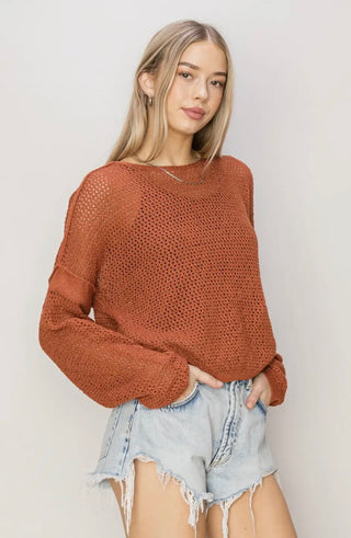 Rust Open Knit Sweater