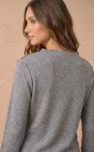 Heather Grey Knit Mock Neck