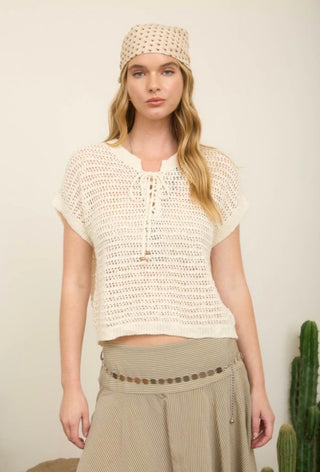 Cream Crochet Sweater