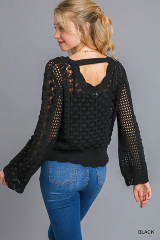 Black Crochet Sweater