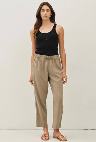 Crochet Trim Linen Pant