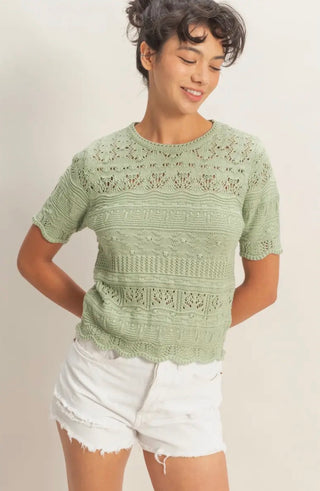 Sage Pointelle Sweater