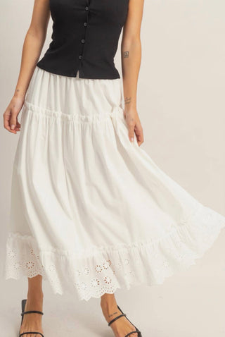 Eyelet Tiered Skirt