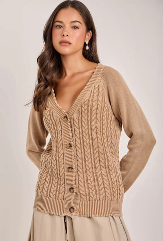 Vintage Wash Cable Cardigan