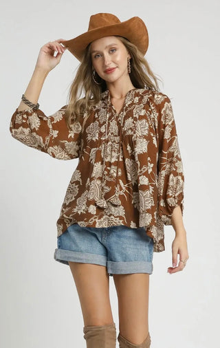 Brown Boho Blouse