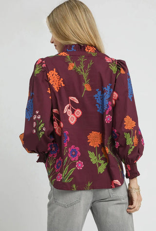 Plum Floral Mix Blouse