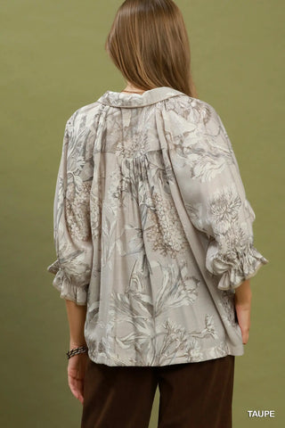 Taupe Blossom Blouse