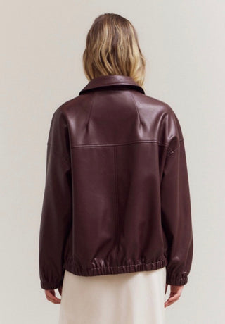 Wine Vegan Leather Jacket