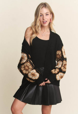 Black Crochet Cardigan