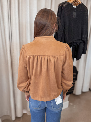 Suede Mock Neck Jacket