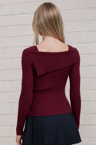 Wine Fold Over Sweater