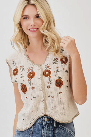 Floral Crochet Vest