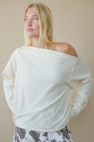 Cream Off Shoulder Knit Top