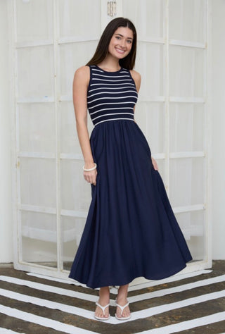 Navy Mix Media Dress