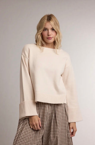 Ecru Wide Cuff Sweater