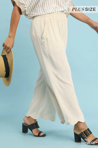 Curvy Oatmeal Linen Pant