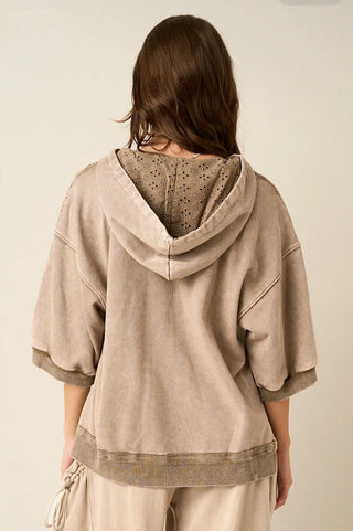 Mocha Crochet Trim Top
