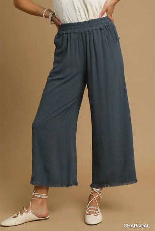 Charcoal Wide Leg Linen Pant