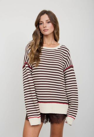 Stripe Raw Edge Sweater