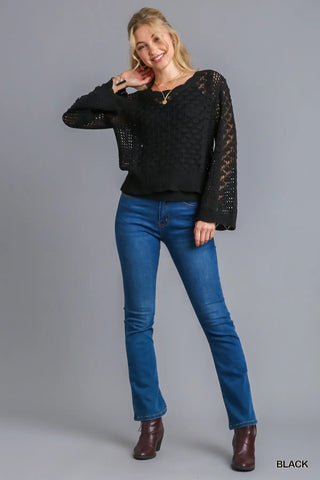 Black Crochet Sweater