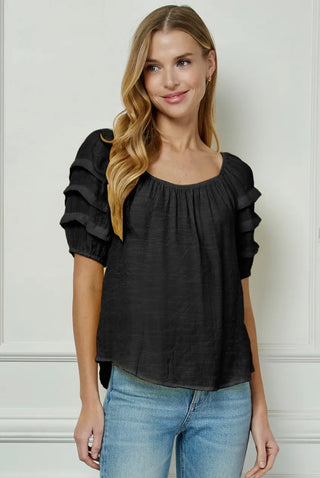 Black Gauze Bubble Sleeve