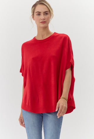 Red Dolman Sweater Top