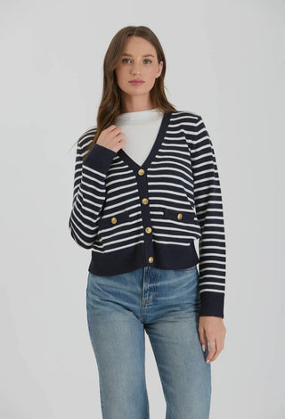 Stripe Gold Button Cardigan